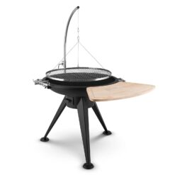 Blumfeldt Delion Galgen-Schwenkgrill Feuerschale Ø 80 cm Hochfuß Seilzug Edelstahl Schwarz