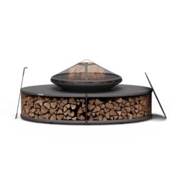 Blumfeldt Firebowl Ebeko 3-in-1 Grillfunktion als Tisch Nutzbar Grillrost Funkenschutz Schwarz