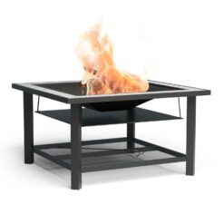 Blumfeldt Merano Avanzato 3-in-1-Feuerschale Grillfunktion als Tisch Nutzbar 87 x 87 cm Weiß