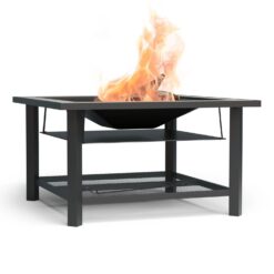 Blumfeldt Merano Avanzato 3-in-1-Feuerschale mit Grillfunktion als Tisch Nutzbar 87 x 87 cm Steingrau