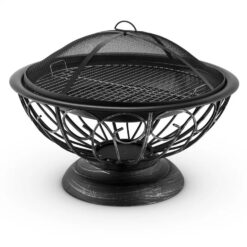 Blumfeldt Tulip Feuerschale Ø 75 cm Grill Feuerstelle Funkenschutz Stahl Antik-Schwarz