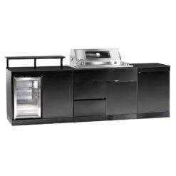 Buschbeck Outdoorküche Brighton aus Schwarzer Edelstahl mit Marmor-Platte