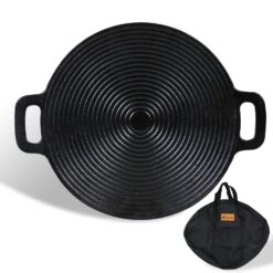 CCLIFE BBQ Grillpfanne Koreanische aus Gusseisen Runde Grillplatte Durchmesser 29cm