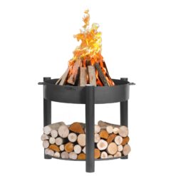 CookKing Feuerschale Stahl Montana Inkl. Holzlager Ø 80 cm x 80 cm Schwarz