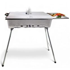 Grillpeter Schaschlikgrill Astana Deluxe Mangal aus Rostfreiem Edelstahl mit BBQ Deckel Grillrost Ablage