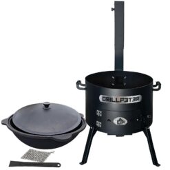 Grillpeter Utschak Asamat Ø50 cm mit Kazan 22L aus Gusseisen und Zubehör