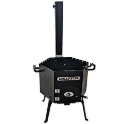 Grillpeter Utschak Dauren mit Abzugsrohr Multifunktionaler Feuerofen für Kazan Schaschlik Grillgemüse Hexagon Uchag 45D