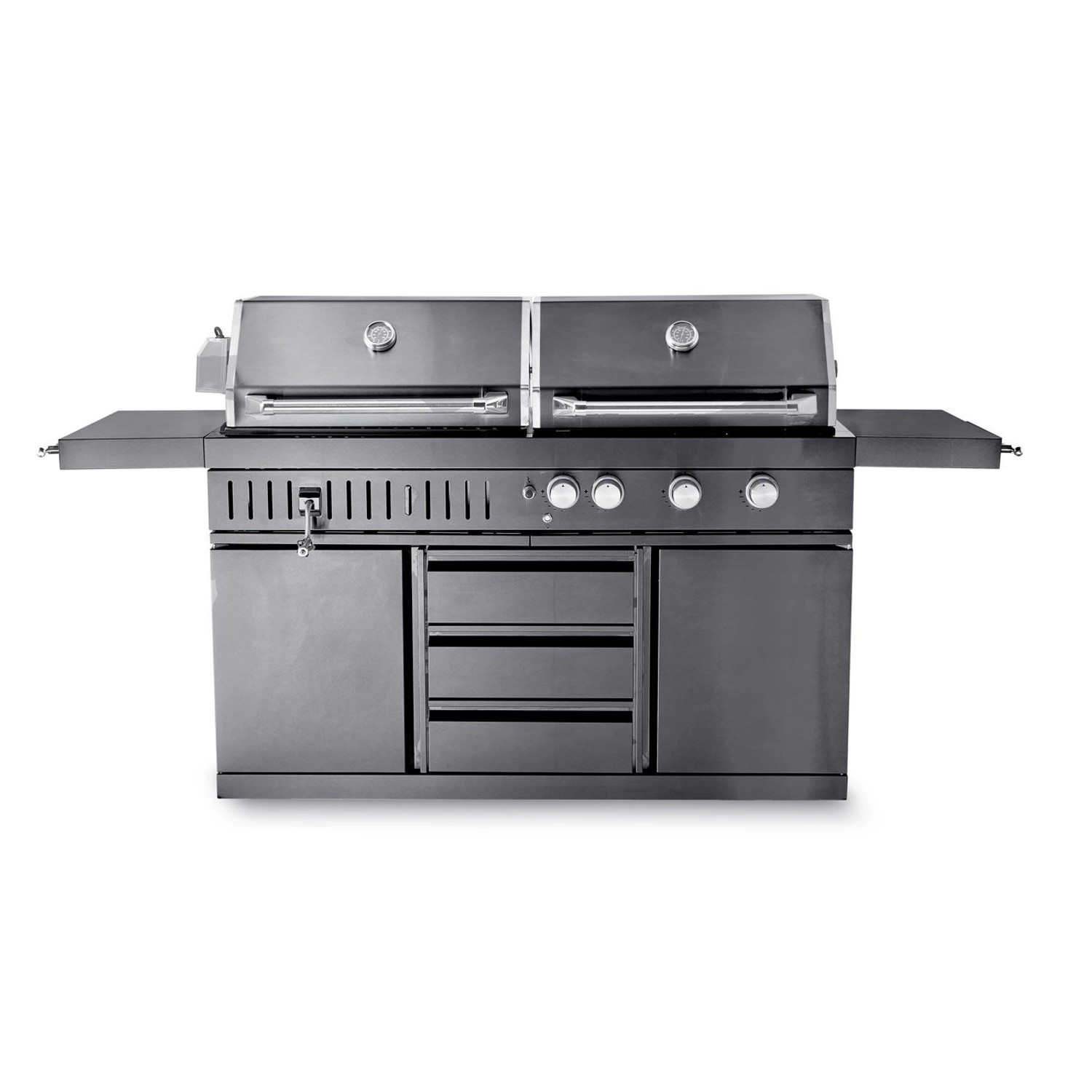 MyOutdoorKitchen Freistehender Gas- und Holzkohlegrill Black Collection