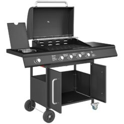 Outsunny Gasgrill Stahl Edelstahl Schwarz 129