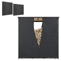 Outsunny Kaminholzregal Abdeckung Brennholzregalabdeckung Polyester Schwarz