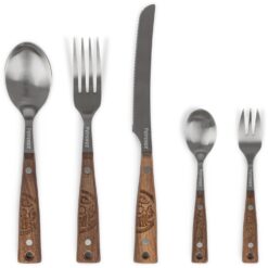 Petromax Camping Besteck Edelstahl Holzgriff 5-teilig