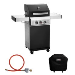 Taino Black 2+1 Gasgrill Im Praktischen Set Mit Abdeckhaube Und Gasdruckminderer