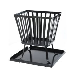 Taino Feuerkorb Eckig Mit Funkenschutz Unterlage Garten Outdoor Stahl Schwarz