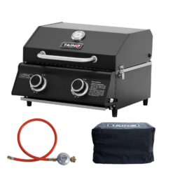 Taino Platinum Compact Dark Set Haube Regler Tischgrill 2 Brenner Gasgrill Kompakt Camping BBQ