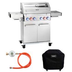 Taino Platinum Yamara 4+2 Gasgrill Set mit Haube Edelstahl 4 Brenner Sear-Burner Backburner