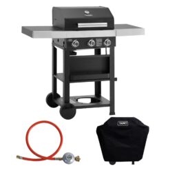 Taino Wabaya 3+0 Gasgrill Grillwagen 3 Brenner Sear-Burner Schwarz Matt Mit Abdeckhaube