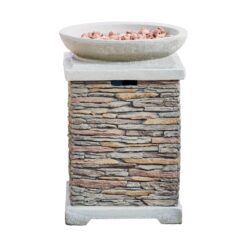 Teamson Home 50 cm Garten Faux Stein Propan Gas Feuerstelle Grau