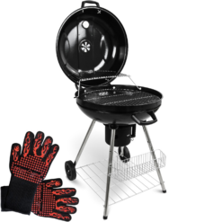 deluxe4home BBQ Kugelgrill mit Ablage und Handschuhen