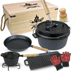 holz4home Dutch Oven Set 9teilig in Holzkiste 3